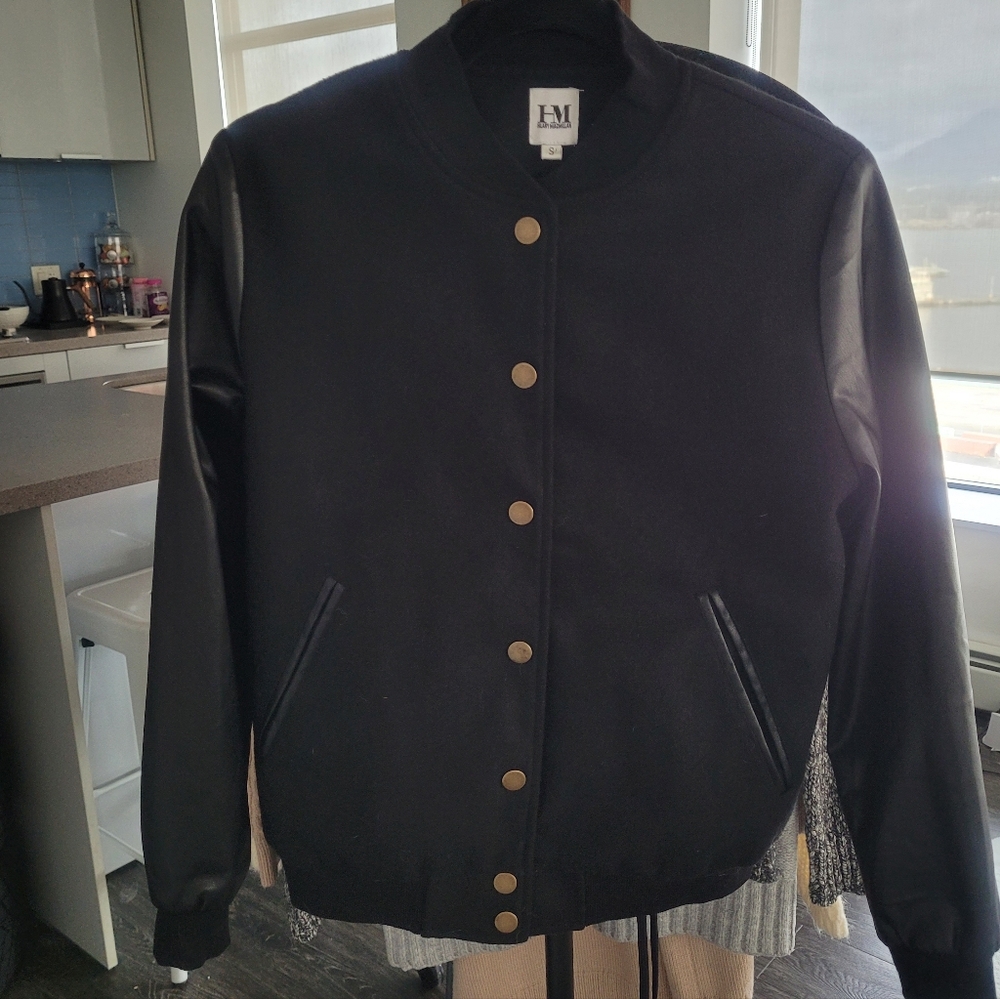 Hilary Macmillan Feminist Varsity Jacket in Black Sz S - Picture 4 of 7